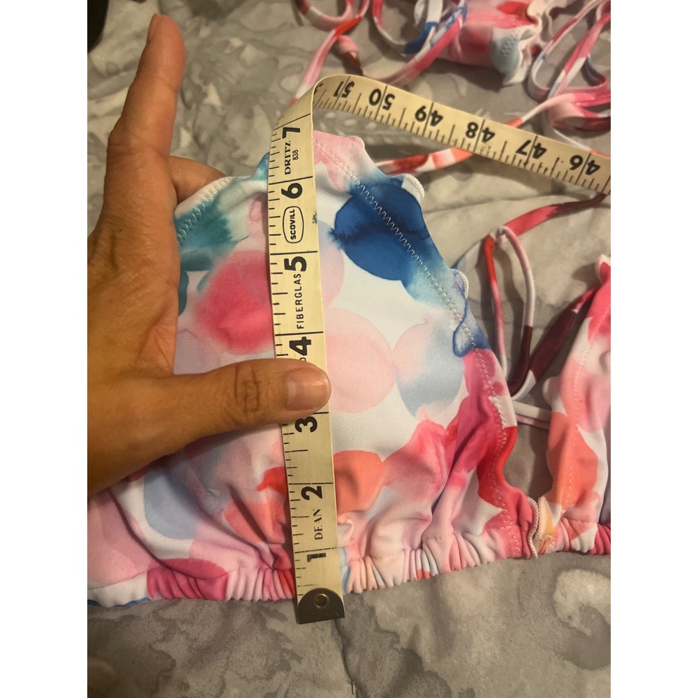 Bikini Set Polka Dot Ruffle Trim Triangle Top Tie Side Bottoms 2XL - Picture 7 of 7